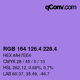 カラーコード: RGB 164 126.4 228.4 | qconv.com