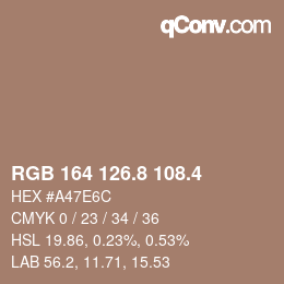 カラーコード: RGB 164 126.8 108.4 | qconv.com