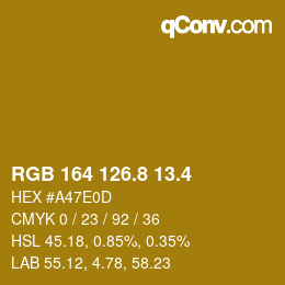 カラーコード: RGB 164 126.8 13.4 | qconv.com