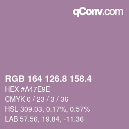 カラーコード: RGB 164 126.8 158.4 | qconv.com