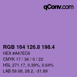 カラーコード: RGB 164 126.8 198.4 | qconv.com