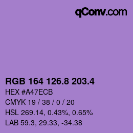 カラーコード: RGB 164 126.8 203.4 | qconv.com