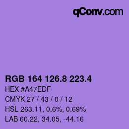 カラーコード: RGB 164 126.8 223.4 | qconv.com