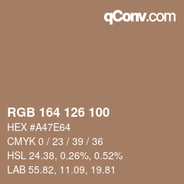 Color code: RGB 164 126 100 | qconv.com