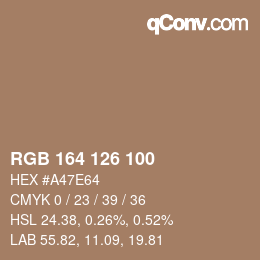 Color code: RGB 164 126 100 | qconv.com