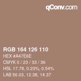 カラーコード: RGB 164 126 110 | qconv.com
