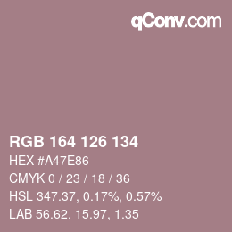 Color code: RGB 164 126 134 | qconv.com