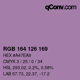 カラーコード: RGB 164 126 169 | qconv.com