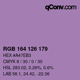 Color code: RGB 164 126 179 | qconv.com