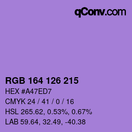 カラーコード: RGB 164 126 215 | qconv.com