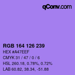 カラーコード: RGB 164 126 239 | qconv.com