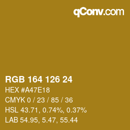 Color code: RGB 164 126 24 | qconv.com