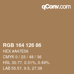 Color code: RGB 164 126 86 | qconv.com
