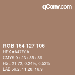 Color code: RGB 164 127 106 | qconv.com
