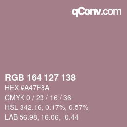 Farbcode: RGB 164 127 138 | qconv.com