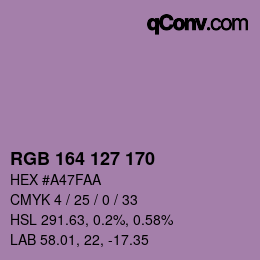 Color code: RGB 164 127 170 | qconv.com