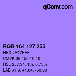 Color code: RGB 164 127 255 | qconv.com