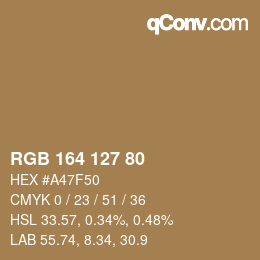 Color code: RGB 164 127 80 | qconv.com