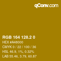 カラーコード: RGB 164 128.2 0 | qconv.com