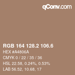 カラーコード: RGB 164 128.2 106.6 | qconv.com
