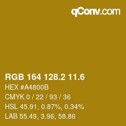 カラーコード: RGB 164 128.2 11.6 | qconv.com
