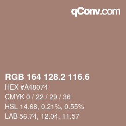 カラーコード: RGB 164 128.2 116.6 | qconv.com