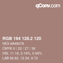カラーコード: RGB 164 128.2 120 | qconv.com