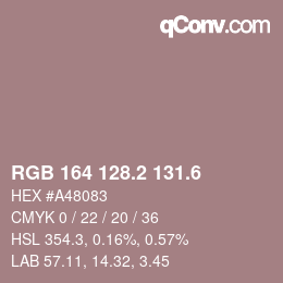 カラーコード: RGB 164 128.2 131.6 | qconv.com
