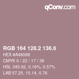 カラーコード: RGB 164 128.2 136.6 | qconv.com
