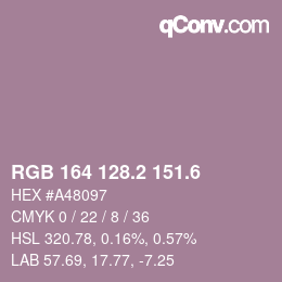 カラーコード: RGB 164 128.2 151.6 | qconv.com