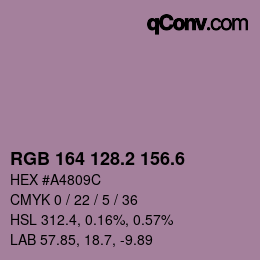 カラーコード: RGB 164 128.2 156.6 | qconv.com