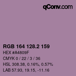 カラーコード: RGB 164 128.2 159 | qconv.com