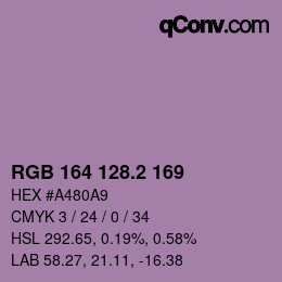 カラーコード: RGB 164 128.2 169 | qconv.com