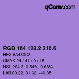 カラーコード: RGB 164 128.2 216.6 | qconv.com