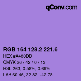 カラーコード: RGB 164 128.2 221.6 | qconv.com