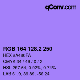 カラーコード: RGB 164 128.2 250 | qconv.com