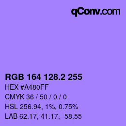 カラーコード: RGB 164 128.2 255 | qconv.com