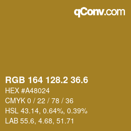 カラーコード: RGB 164 128.2 36.6 | qconv.com