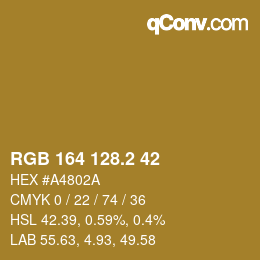 カラーコード: RGB 164 128.2 42 | qconv.com