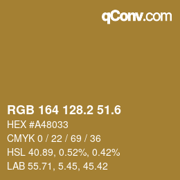 カラーコード: RGB 164 128.2 51.6 | qconv.com