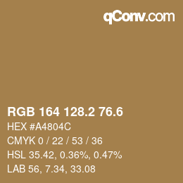 カラーコード: RGB 164 128.2 76.6 | qconv.com