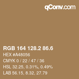 カラーコード: RGB 164 128.2 86.6 | qconv.com