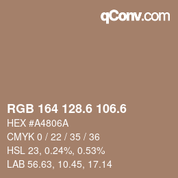 カラーコード: RGB 164 128.6 106.6 | qconv.com