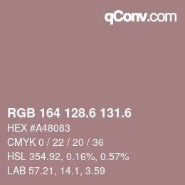 カラーコード: RGB 164 128.6 131.6 | qconv.com