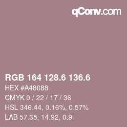 カラーコード: RGB 164 128.6 136.6 | qconv.com