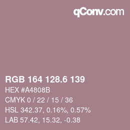 カラーコード: RGB 164 128.6 139 | qconv.com