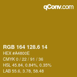 カラーコード: RGB 164 128.6 14 | qconv.com
