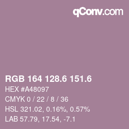カラーコード: RGB 164 128.6 151.6 | qconv.com