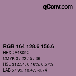 カラーコード: RGB 164 128.6 156.6 | qconv.com