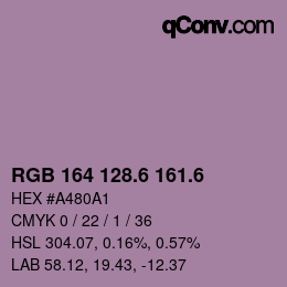 カラーコード: RGB 164 128.6 161.6 | qconv.com